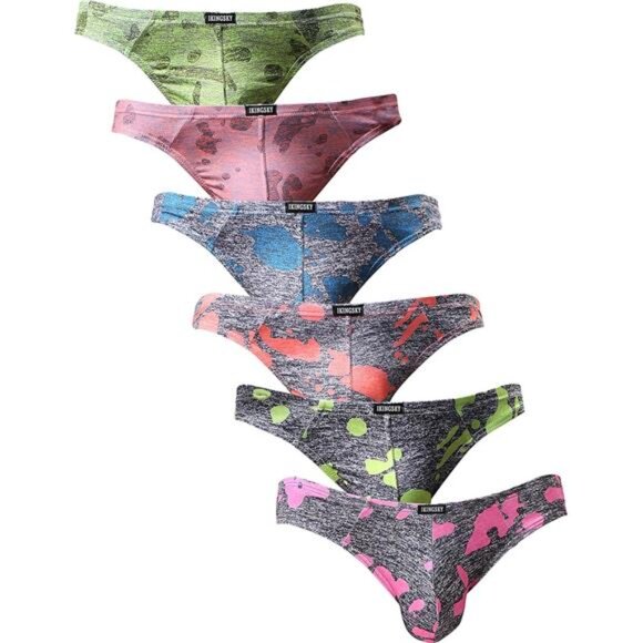 Men's Camouflage Thong Underwear Sexy Low Rise T-back Underwear Pack of 6